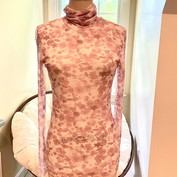GANNI Printed Mesh Rollneck 2020 (Blush) - Picture 1 of 4